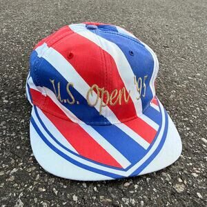 Vintage 1995 US Open Tennis Hat K-Swiss Striped Snapback 90s Sports Cap Rare